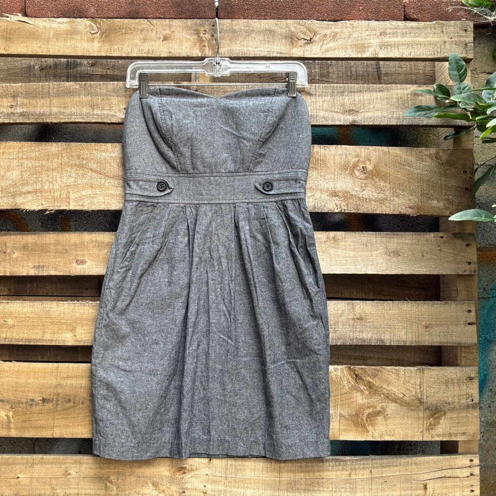 Trixxi Strapless Gray Fit & Flare Dress